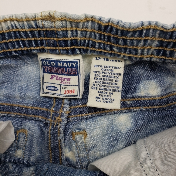 Toddler girl custom bleached Old Navy flare jeans size 12-18 months - Picture 4 of 4